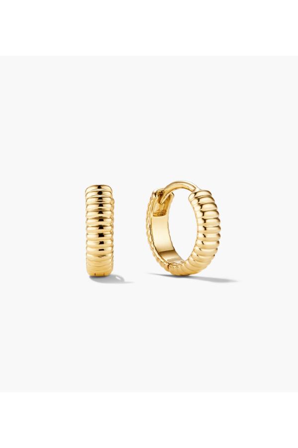 Rekha Ribbed Gold Huggies