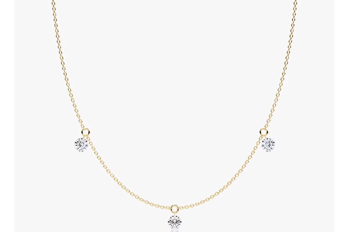 Lehar Three-Diamond Station Necklace