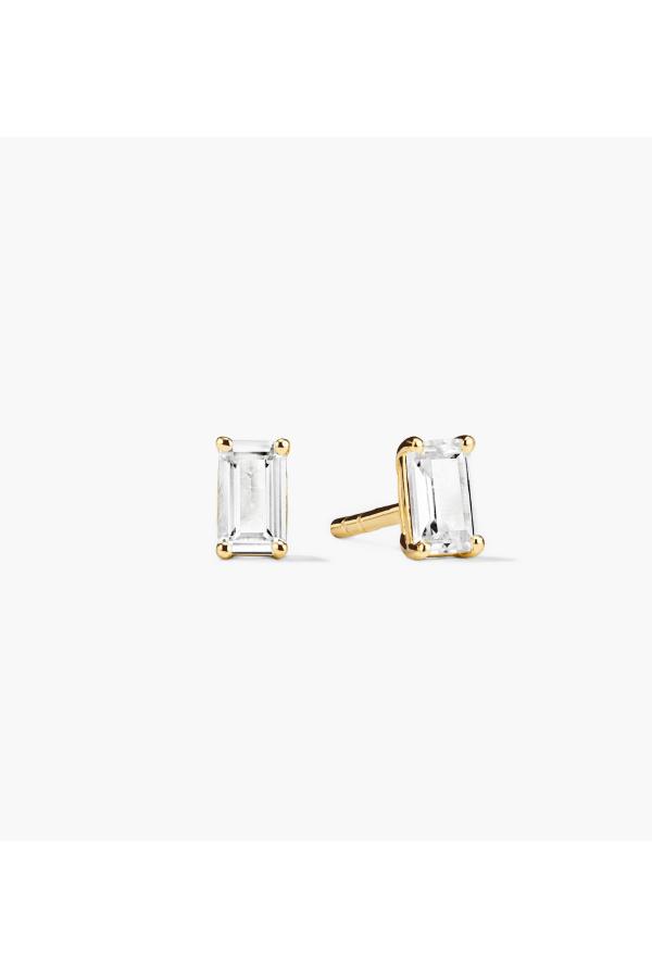 Sthir Emerald-Cut White Topaz Studs