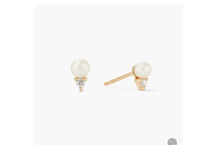 Yamuna Pearl & Diamond Duo Studs